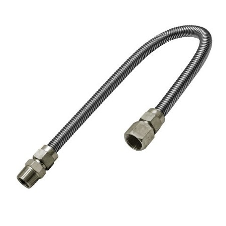 FLEXTRON Gas Line Hose 3/8'' O.D. x 36'' Length 3/8" FIP x MIP Fittings, Stainless Steel Flexible Connector FTGC-SS14-36I
